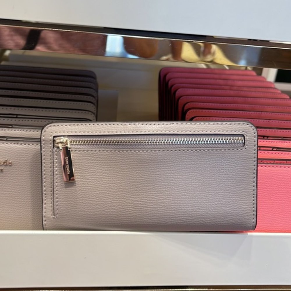 Kate Spade Darcy Large Slim Bifold Wallet Warm Taupe - Picture 15 of 16